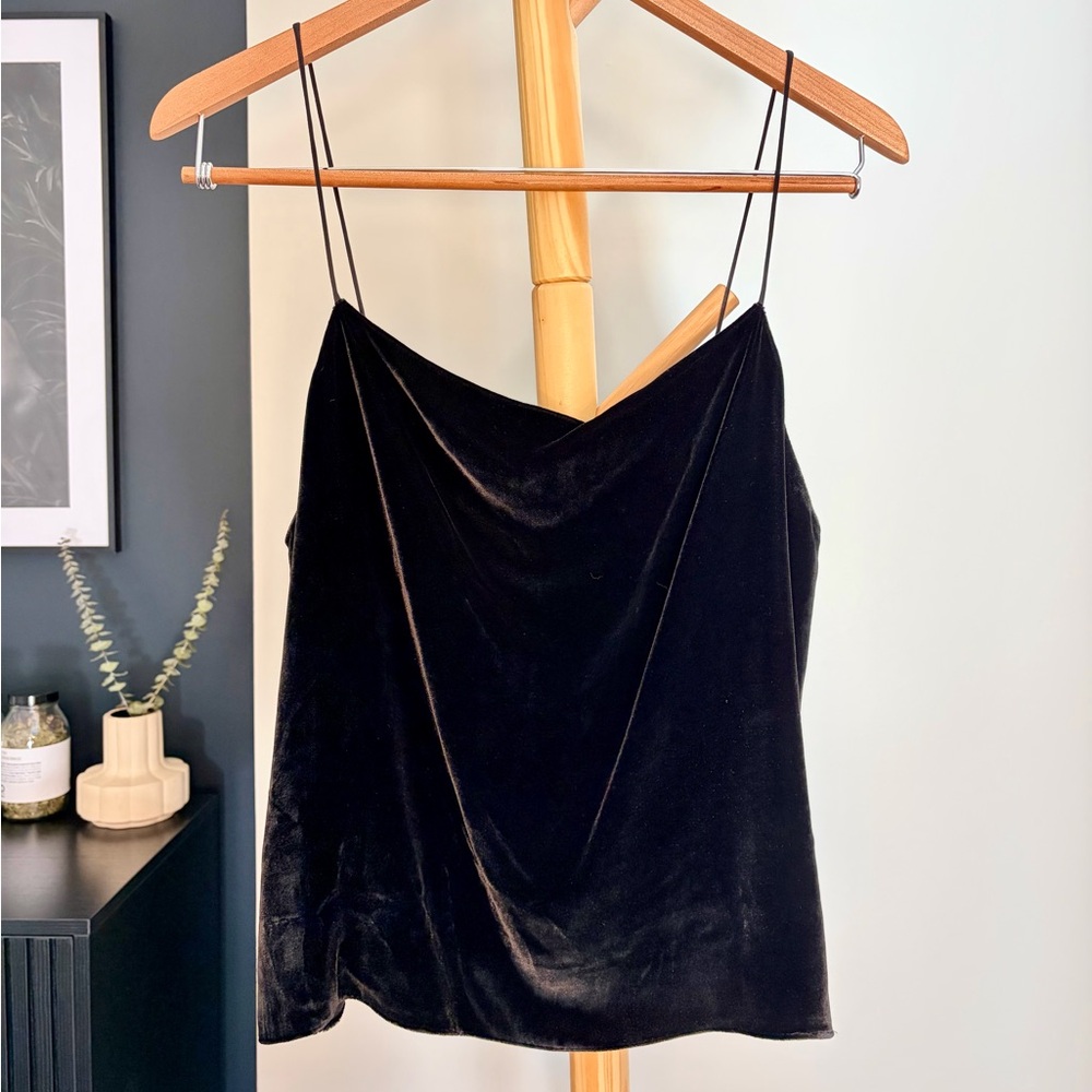 Alice + Olivia Black Velvet Cami Top